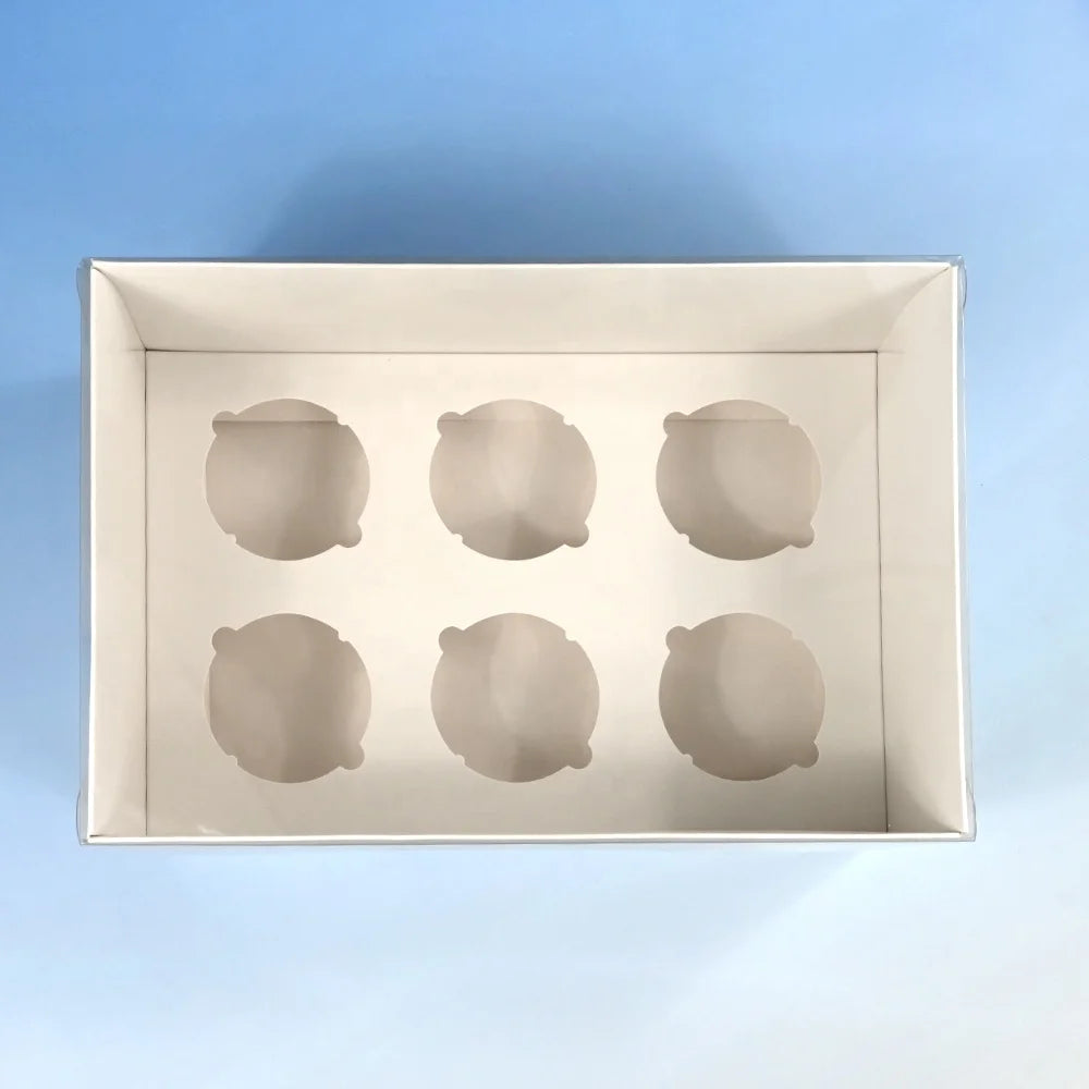 XJH 6 Cavities Cupcake Boxes With Clear Lid Bakery Packaging Muffin Cup Cake Box for Birthday Party Wedding