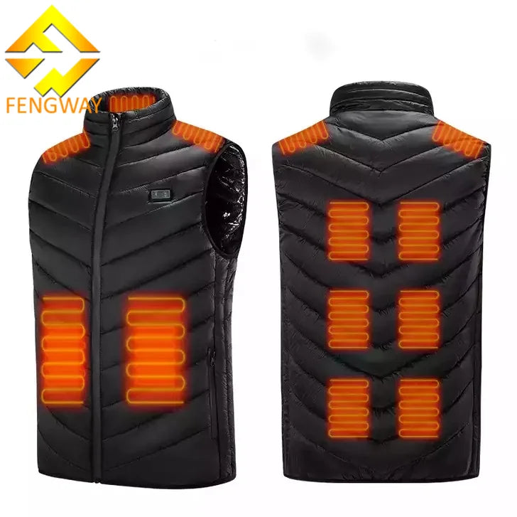 Fengway Custom Men's Winter Jacket OEM S-4XL Zipper Sleeveless Waistcoat Heated Hoodie Puffer Vest Thick Warm Plus Size Coats