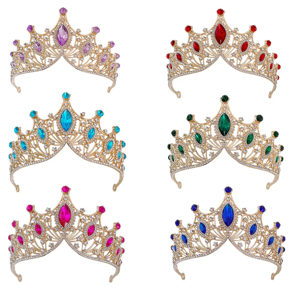 ROMANTIC Luxury Bridal Hair Jewelry Tiara and Crown Rhinestone Horse Eye Crystal Bride Tiara