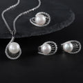 D1012 Abiding Jewelry Brand New 10mm White Fresh Water Pearl Silver Sets 925 Pearl Necklace Wedding Jewelry Set