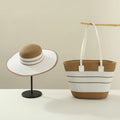 Rainbow Panama Straw Hat Bag Set Sun Protection Outdoor Travel Beach Image Style Casual Daily Use Gorras Para Mujer
