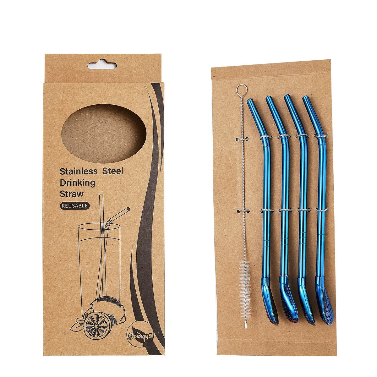 Stainless Steel Metal Straw Spoon Reusable Drinking Straws Yerba Mate Bombilla Filtered Straw Teaspoon