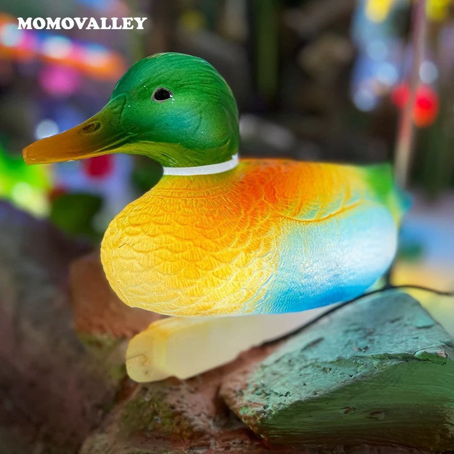 Momovalley Waterproof Unique Decorative Outdoor Glow in the Dark Led Sculptures Mandarin Duck Bright Pond Park Motif Lighting