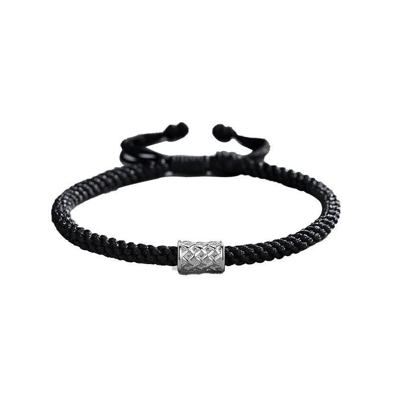 Nuoli Original Design Men's Retro Style Woven Wrap Bracelet 925 Sterling Silver Vintage Size Adjustable for Gift