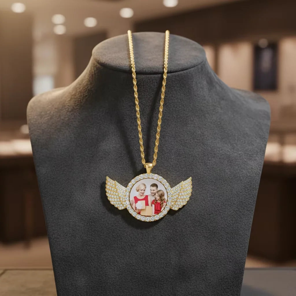 Home Decoration Sublimation Blanks HipHop Angle Wings Necklace