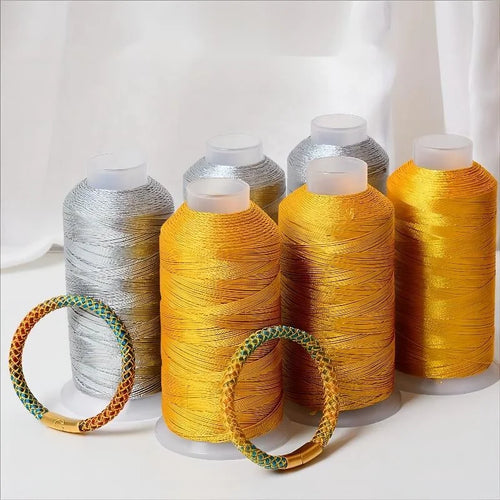 0.2mm-0.8mm Metallic Filament Knitting Yarn Gold Silver Thread Cross Stitch Sewing Embroidery Handmade DIY Bracelet Earrings