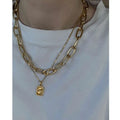 Jewelry Wholesale 18K Gold Plated Chunky Link Chain Necklace Stainless Steel Jewelry for Women