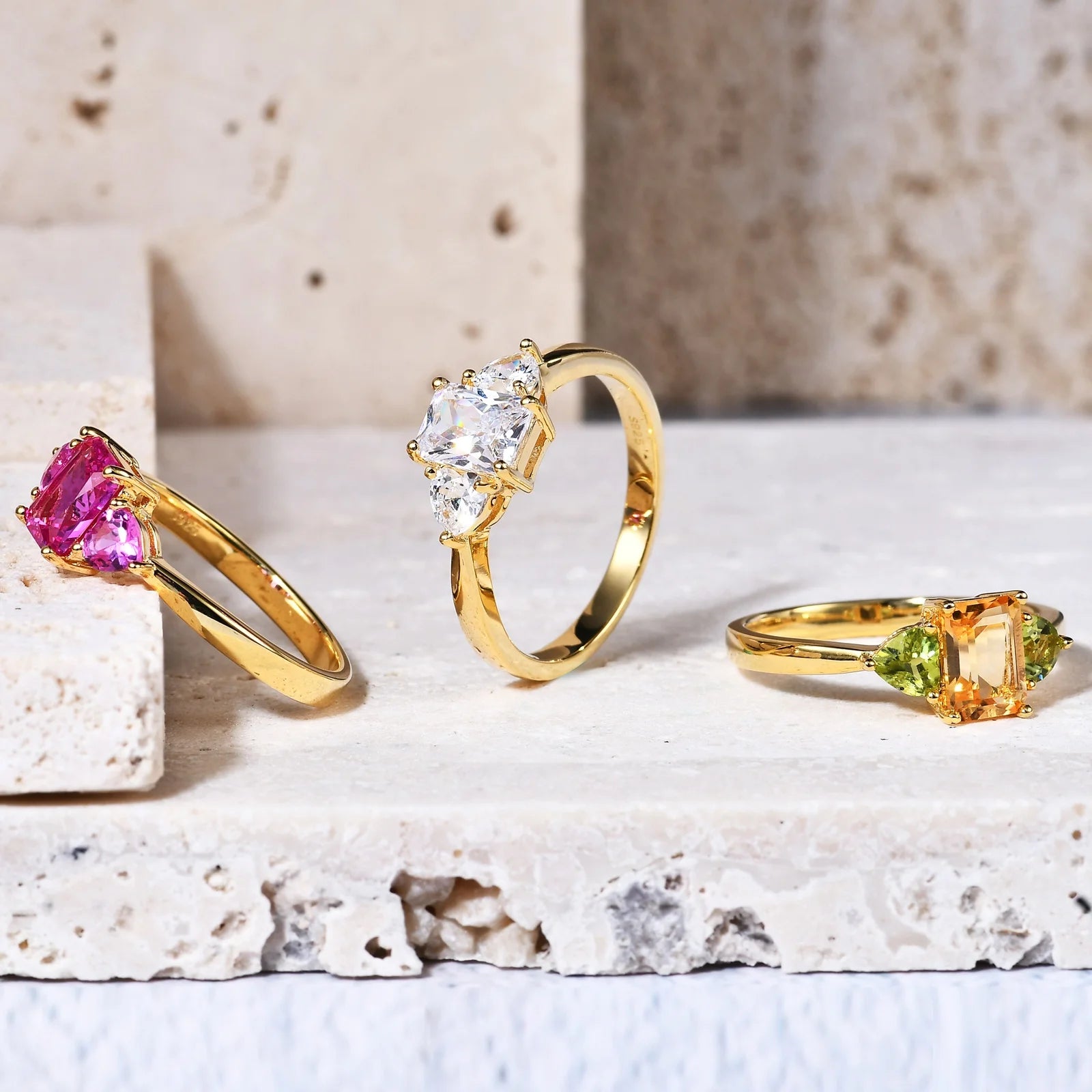 A392 Abiding Jewelry Factory Price Citrine 925 Sterling Silver Natural Gemstone Women 14K Rings Gold Plated