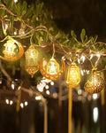 Hot 5.4 Ft 10 LEDs Eid Moon Star Kerosene Lantern Battery/USB Operated Eid String Light Ramadan Decor Party Supplies