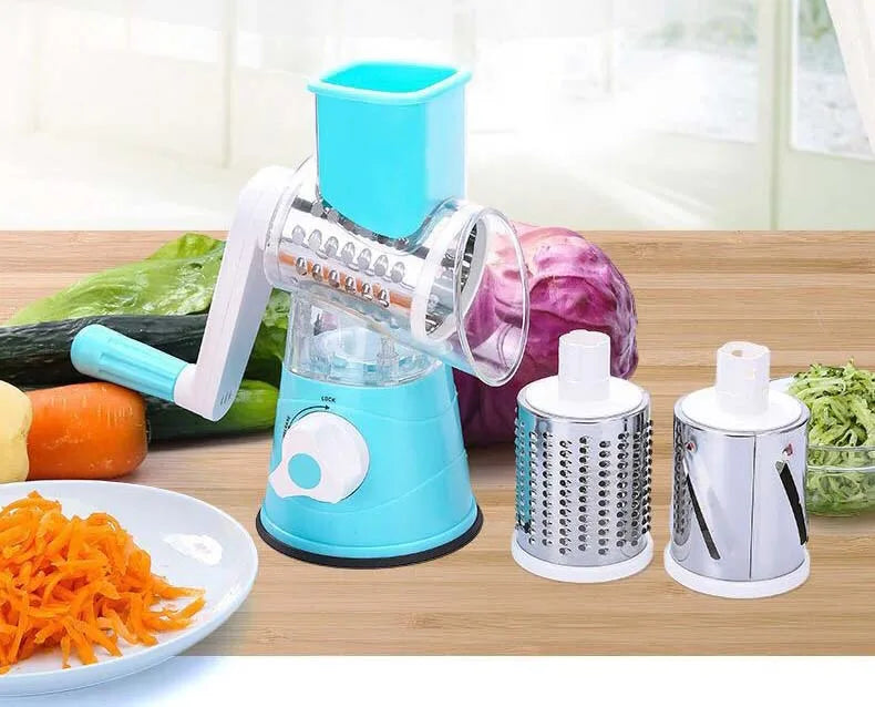 Cheese Vegetable Cutter Fruit Shredder Manual Chopper Round Mandoline Slicer