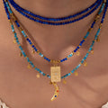 Hot Sales Small Charm Blue Beads Evil Eye Enamel Sea Conch Rondelle Bead Pendent Necklace for Women