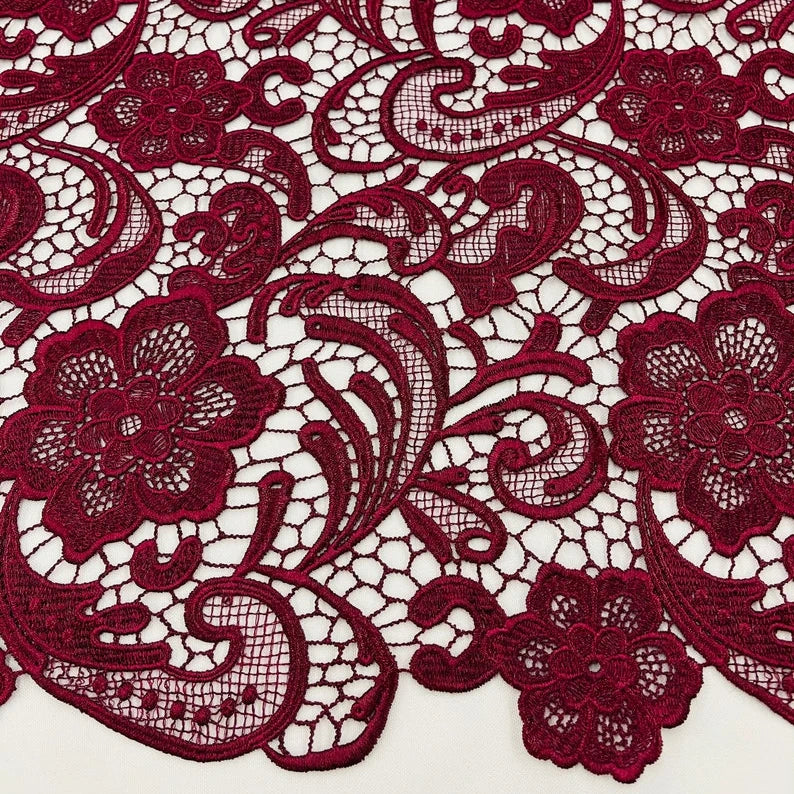 Burgundy Red Dress Fabric Maroon Wedding Party Bridal Dress Lace Fabric
