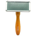 Baoli ODM 90x130mm Medium Wooden Handle Wire Steel Pins Pet Slicker Brush Custom Logo Cat Dog Grooming Hair Detangling Pet Brush