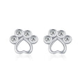 925 Sterling Silver Cute Animal Dog Cat Footprints Paw Stud Earrings for Women