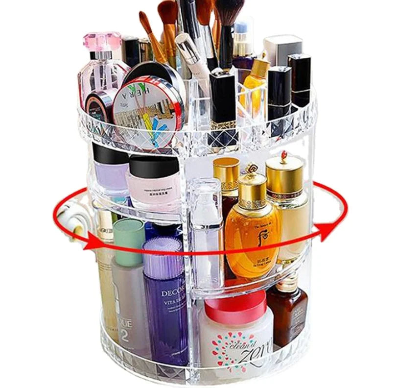 Hot Sale Makeup Organizer Display Stand Acrylic Cosmetic Organizer 360 Rotating Cosmetic Storage Rack Large Capacity