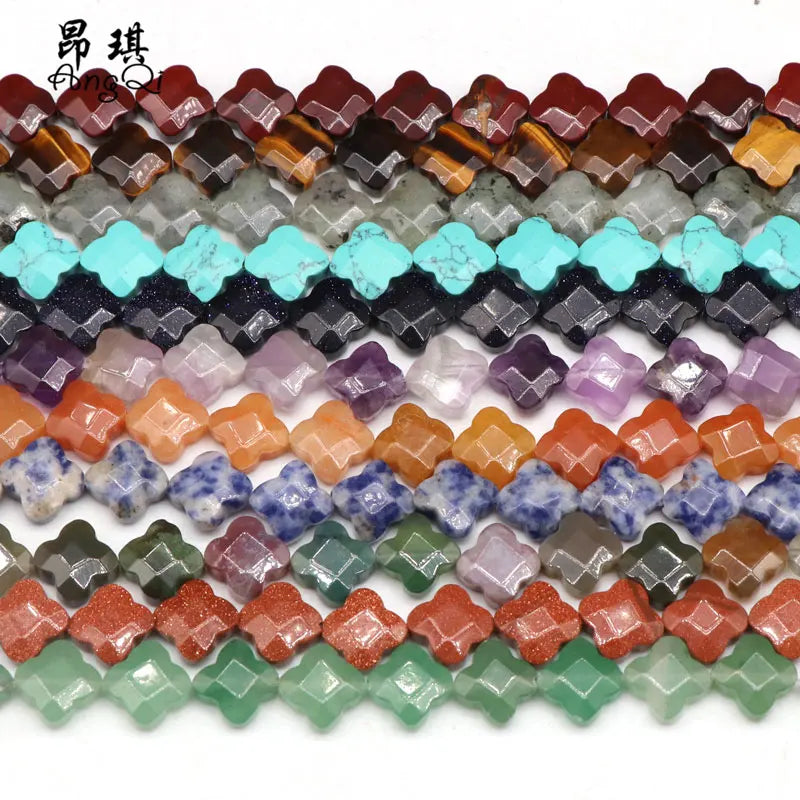 Wholesale Four Leaf Clover Jewelry Beads Natural Agate/Crystal/Jade/Glass/Stone Loose Beads for Jewelry Making