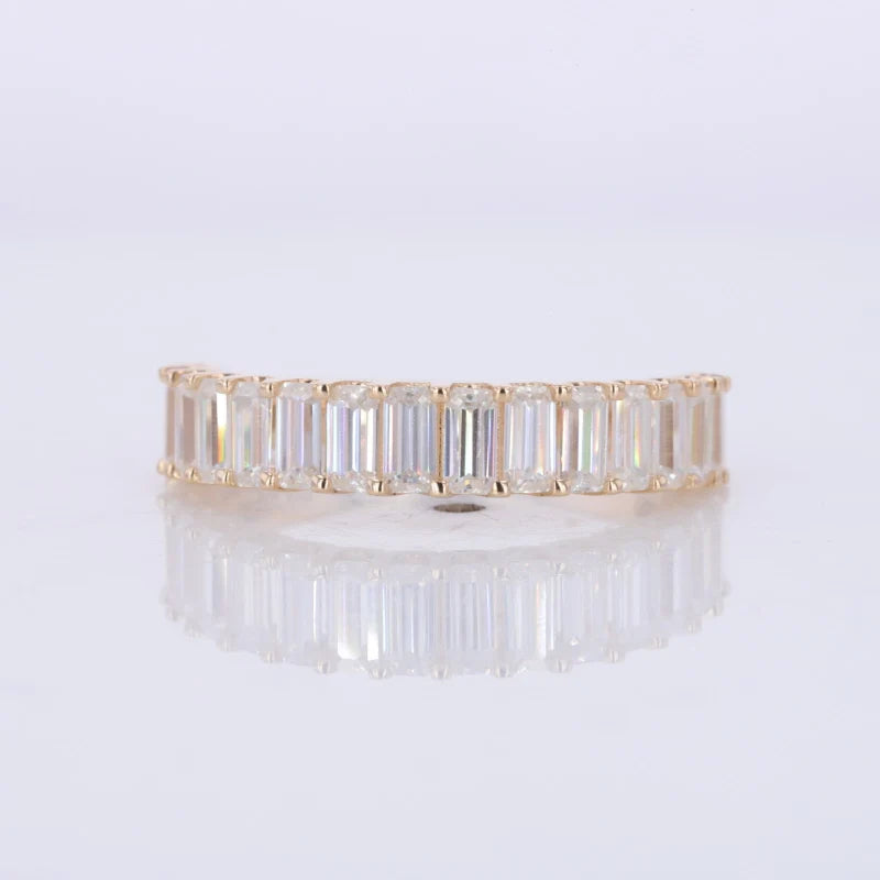 2*4mm Emerald Cut D VVS Stargem Moissanite Full Eternity Moissanite Wedding Band 14k White Gold Wedding Solid Gold Ring