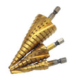 Spiral groove Step Bit Set 4-32/4-20/4-12mm Titanium Plated Hexagon Shank Reamer