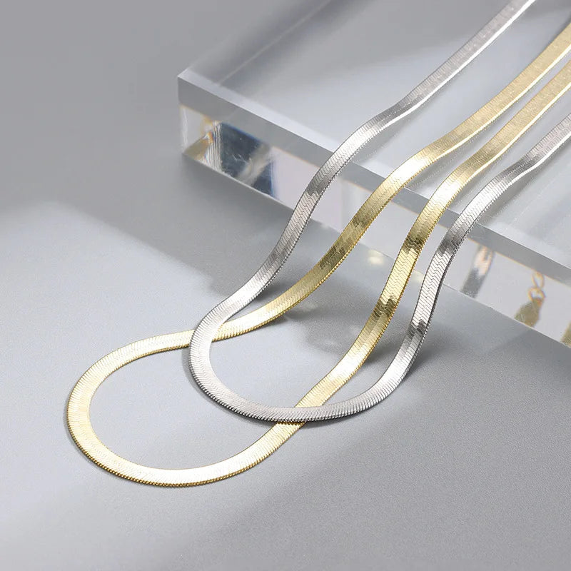 S925 Sterling Silver Flat Snake Chain Necklace Jewelry Chocker Necklaces Jewelry From Guangzhou
