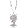 925 Sterling Silver Lucky Cat Cute Mini Dog Animal Pendant Necklace