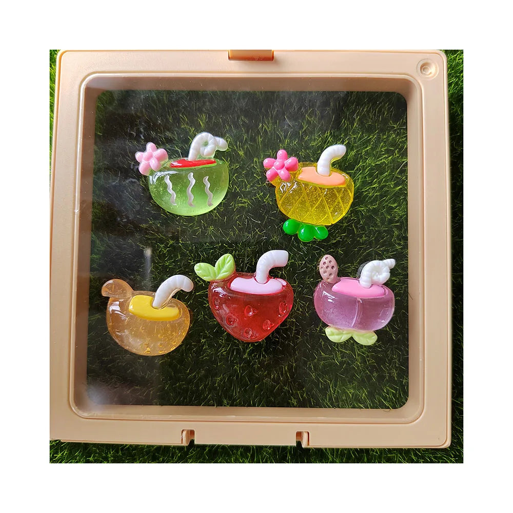 Resin Miniature Fruit Drink Ice Cream Flatback Cabochon Kawaii Simulation Dollhouse Jewelry Charms Accessories