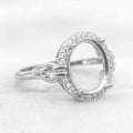 Sterling Silver 9*11mm Semi Mount Ring Empty Frame Blank Support Setting S925 Base Holder Without Center Stone for Inlay DIY