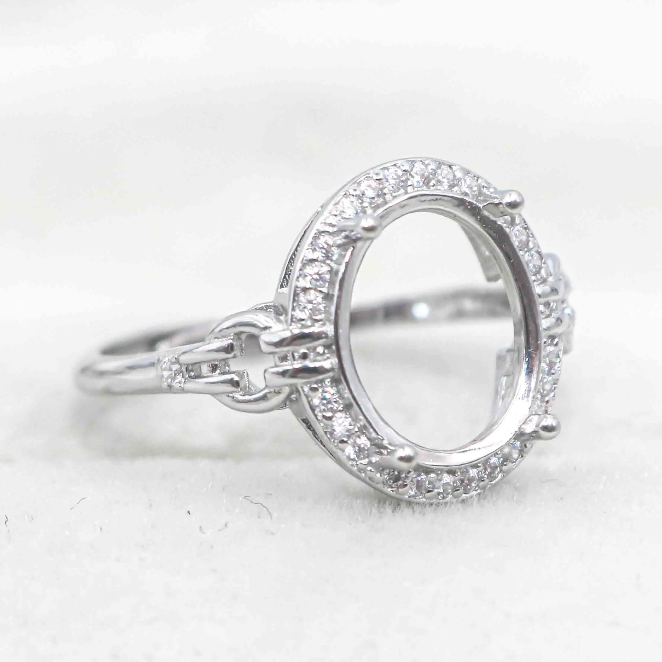 Sterling Silver 9*11mm Semi Mount Ring Empty Frame Blank Support Setting S925 Base Holder Without Center Stone for Inlay DIY