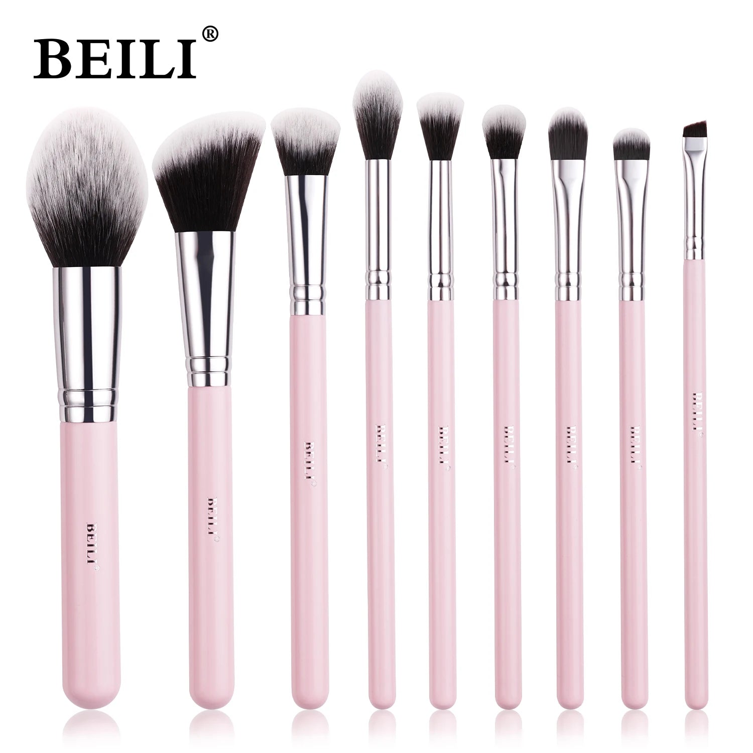Wholesale Synthetic Hair Wood Handle Face 9PCS Pink Professional Makeup Brush Set
