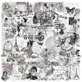 50PCS Waterproof PET Transparent Vintage Black and White Sticker