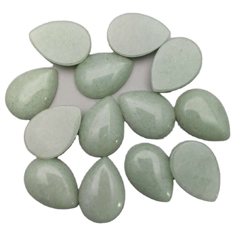 HZ Agate Gemstone 25*18mm Green Aventurine Jade Waterdrop Cabochons Crafts