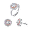 YBO Wholesale 925 Sterling Silver VVS Moissanite Diamond Jewelry Sets Bridal Stud Earrings & Adjustable Ring for Parties & Gifts