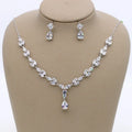SLBRIDAL Rhinestones Crystals Cubic Zircon Wedding Jewelry Set Bridal CZ Necklace Earring Set Banquet Jewelry Set Women Jewelry