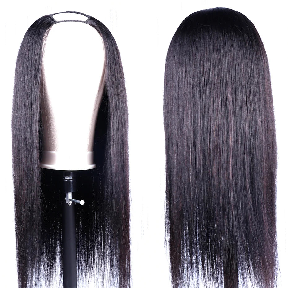 Wholesale Straight Human Hair Wigs for Black Women Peruvian Hair Wigs Cheap U Part Wig Glueless Remy Human Hair