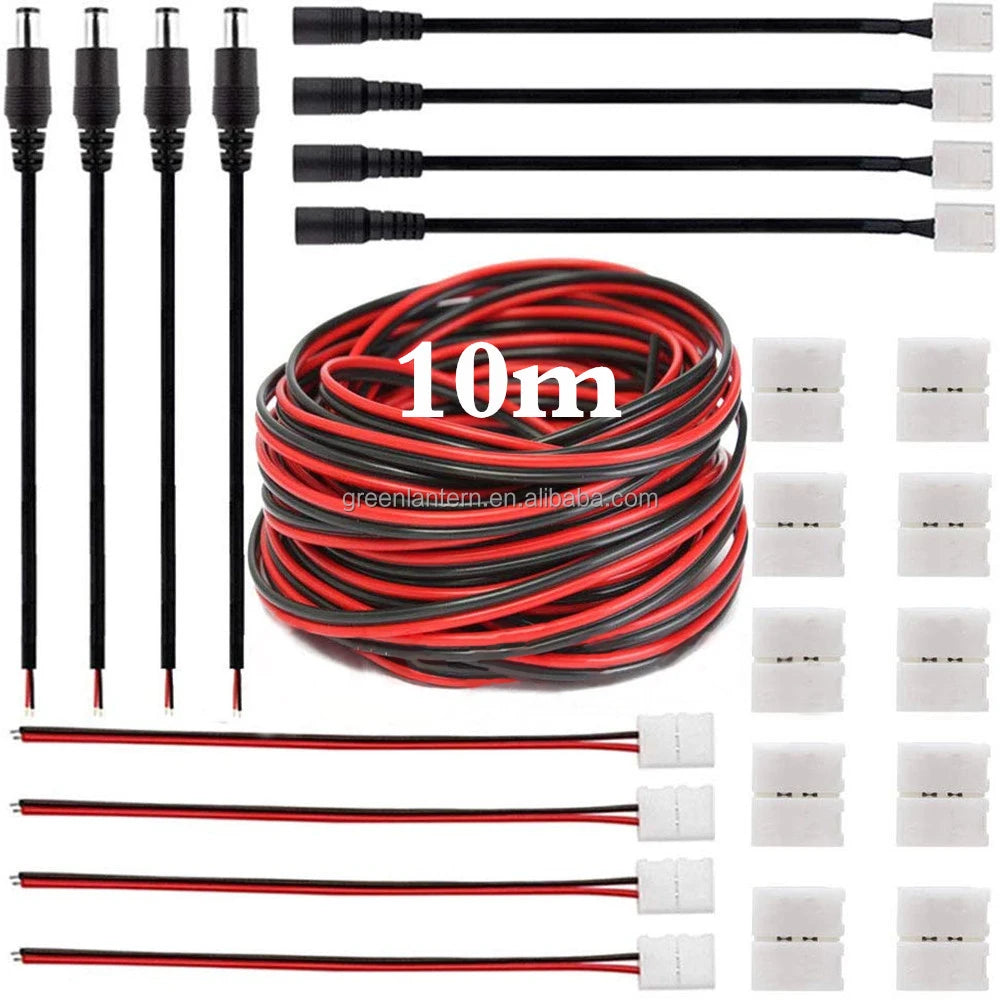2 Pin 8mm LED Strip Connector Kit Include 23pcs Solderless DC Power Connector for 2Pin 8mm 3528/2835 LED Strip Lights