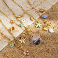 Summer Sea Style Stainless Steel 18k Gold Plated Removable Shell Conch Pendant Necklace for Women Waterproof Jewelry