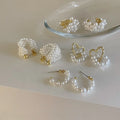 14K Gold Plated Lightweight Ear Studs Open Large Circle Round Pearl Earring Small Pearl Hoop Earrings for Women