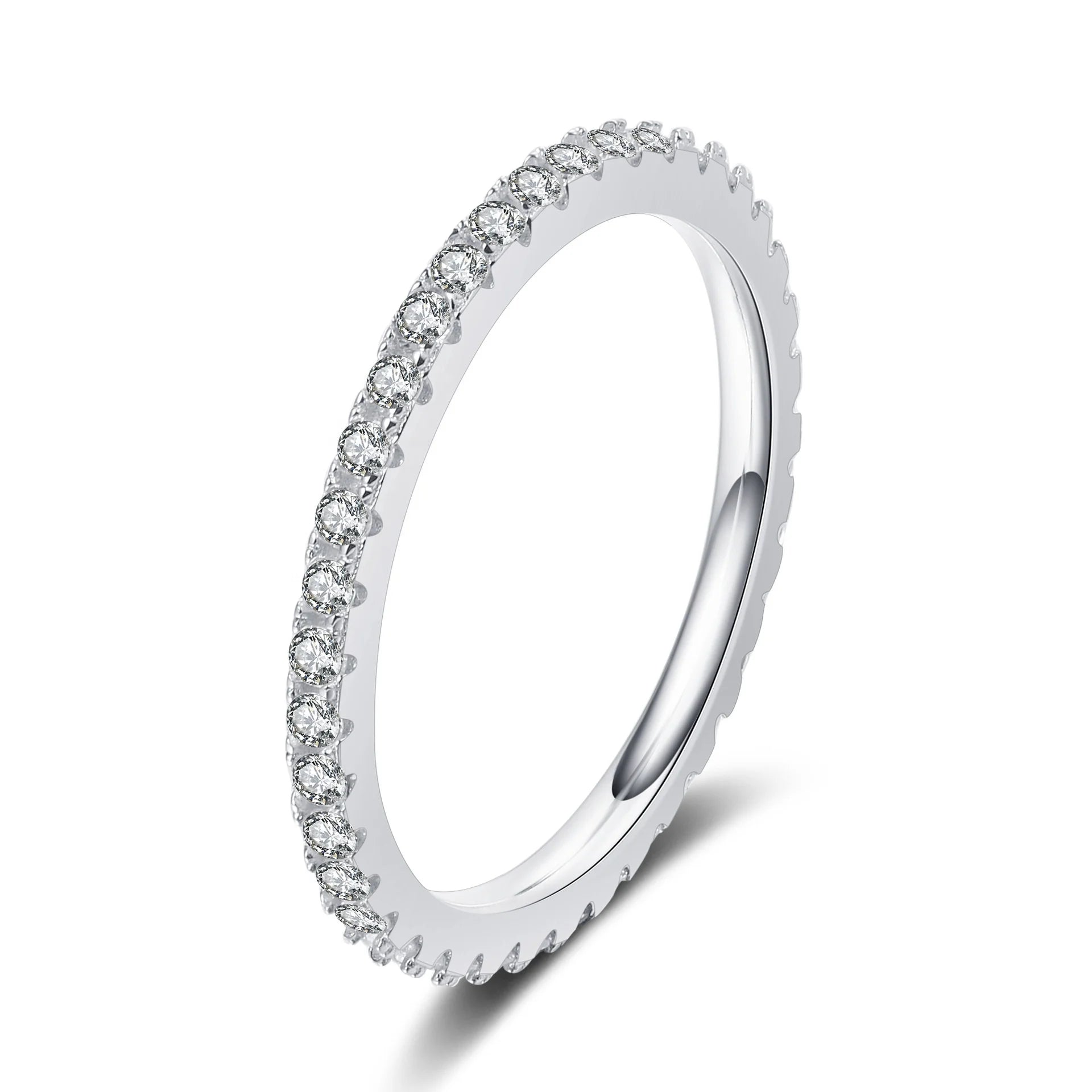 Shining Baguette Moissanite Eternity Ring 925 Sterling Silver Moissanite Engagement Rings for Women