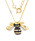 QX CUSTOM OEM Women 18K Gold Plated 925 Sterling Silver Bee Charms Zircon Gemstone Necklaces