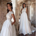 AL1417 2025 Plus Size High Neck Wedding Dresses for New Brides White Lace Satin Crystal Embroidery Stand Collar Shoulder Tail
