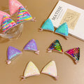 CN 2Pcs 4 Colors Cartoon Cat Ear Metal Sequin 5cm Hair Clips for Toddler Girls Princess Hair Accessories