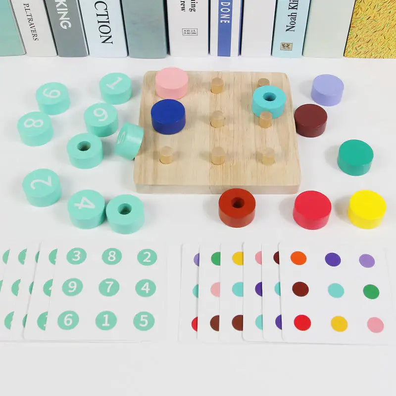 Wooden Close the Lid Toys Numbers Color Cognition Parent-Child Match Toy Kids Wooden Montessori Educational Tatching Board Toys