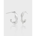 Newest Design 925 Sterling Silver Earrings 18K Gold Plated Irregular Wave C Earrings for Women