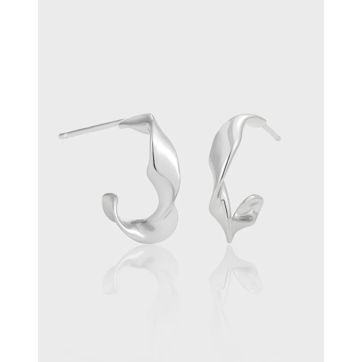 Newest Design 925 Sterling Silver Earrings 18K Gold Plated Irregular Wave C Earrings for Women