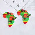 Boho Fashion Africa Style Drop Earrings Exaggerate African Map Shaped Wooden Lightweight Drop Dangle Earrings for Women Girls