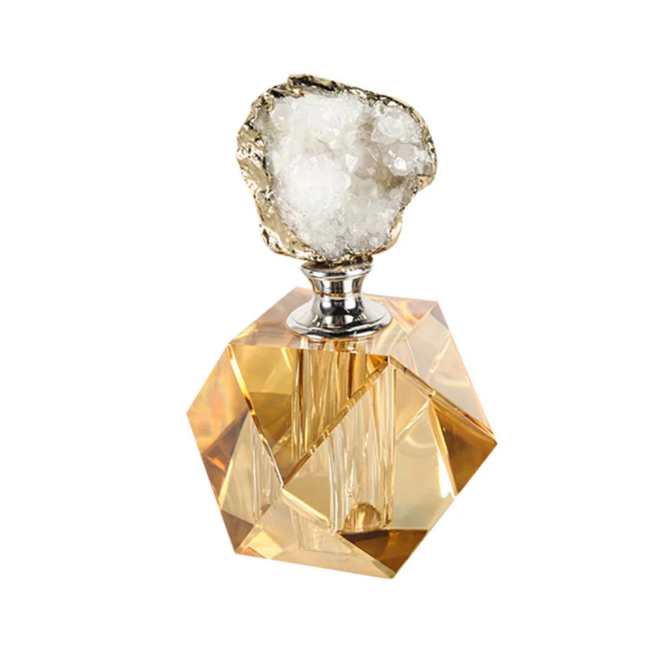 Luxury Empty Agate Essential Oil Bottle Natural Agate Crystal Perfume Bottle Exquisite Ornament