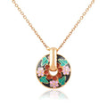 Vintage O Link Choker Necklace Colorful Enamel Necklace Stainless Steel Round Pendant Necklace for Women
