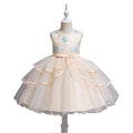 Flower Embroidery Girls' Party Dress for Wedding Elegant Princess Dress