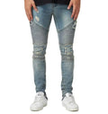 Fashionable New Style Pierced Jeans Personalized Pleated Slim Fit Elastic High Quality Men's Tight Jeans Men's Small Leg Jeans