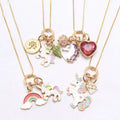 G154 Chain Children Necklaces Enamel Charm Cartoon Kids Unicorn Pendant Necklace
