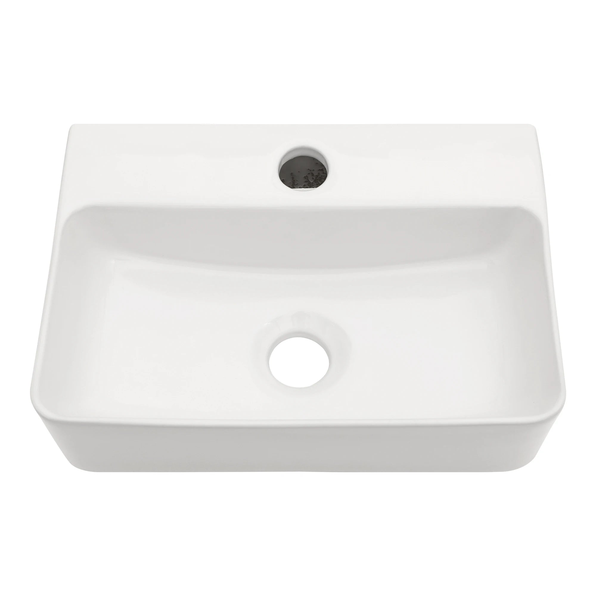 US Stock Free Shipping White Ceramic Wash Basin 14 Inch Wall Hung Art Basin Modern Bathroom Sinks Wall Mount Hand Washing Bowl